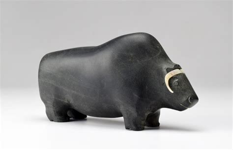 musk ox, circa 1970, stone & musk ox horn, 4.75 x 9 x 3 in. | Inuit Art | Marion Scott Gallery ...