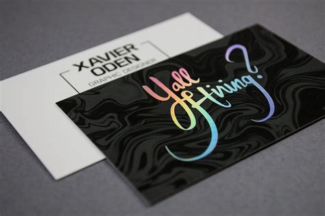 Holographic Foil Stamped Business Cards 450gsm - Metallic Foil Stamping