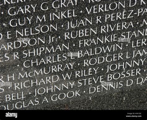 Names on the Wall at the Vietnam War Memorial in Washington D.C Stock ...