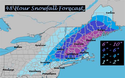 Northeast Weather Action: 48 Hour Snowfall Totals Forecast Map + Pennsylvania 24 Hour Ice ...