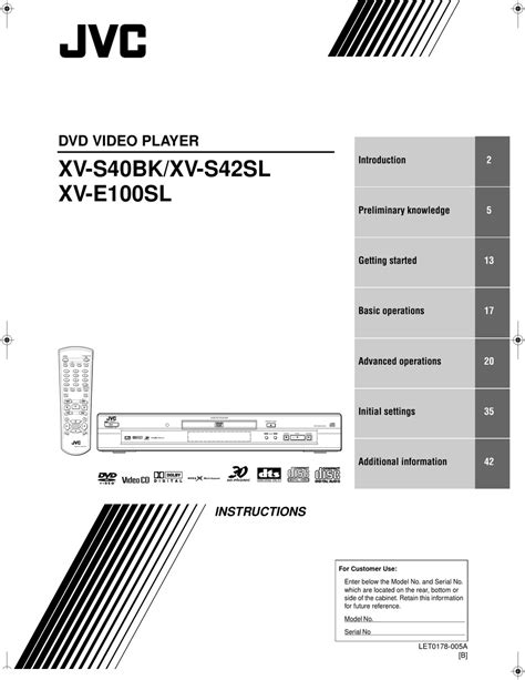 JVC XV-E100SLB DVD PLAYER INSTRUCTIONS MANUAL | ManualsLib