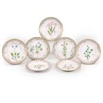 Five Royal Copenhagen Flora Danica small side plates and two small deep ...