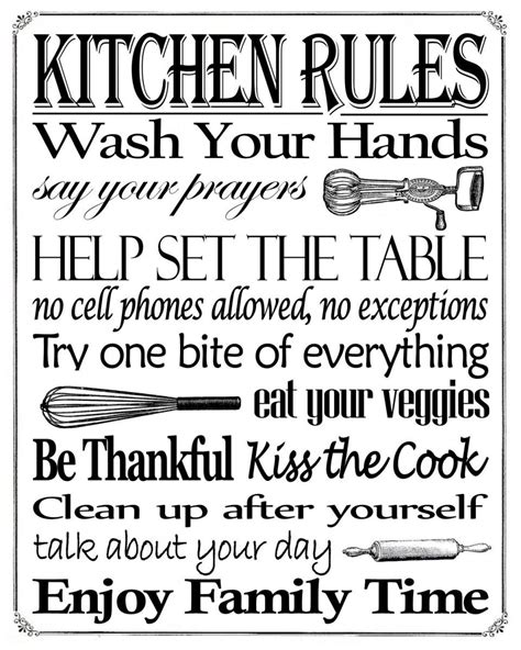 Free Printable Friday! Enjoy this "Kitchen Rules" Free Printable in an ...