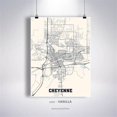 Cheyenne Map Print Cheyenne City Map Wyoming WY USA Map | Etsy