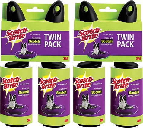 Amazon.com: Scotch-Brite Pet Hair & Lint Rollers, Works Great on Cat and Dog Hair, 4 Rollers, 56 ...