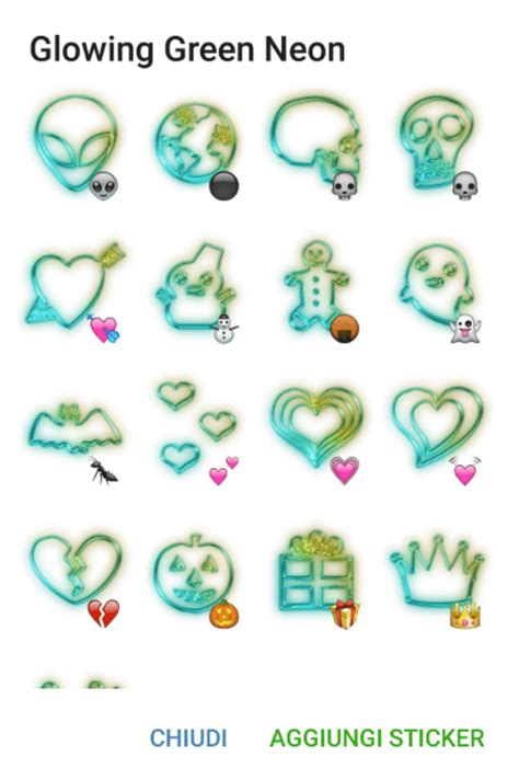 Green neon light sticker pack - Telegram Stickers Library