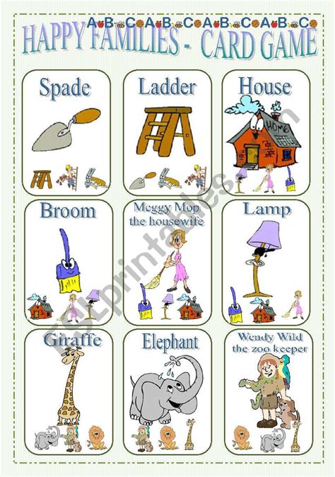 Happy Families - Card Game New Set!!! - ESL worksheet by lilianac