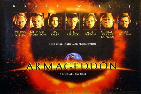 Armageddon quad movie poster Liv Tyler, Bruce Willis, Armageddon Movie, Michael Bay Films, Jerry ...