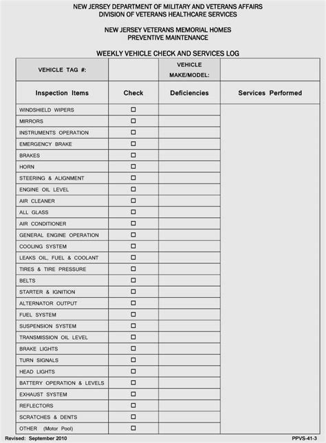 Printable Vehicle Maintenance Log Sheet Pdf