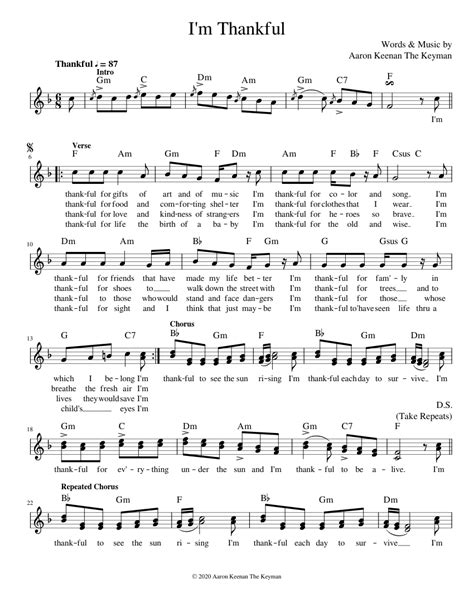 I'm Thankful Sheet music for Piano (Piano-Voice) | Musescore.com