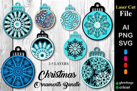 Christmas Snowflake Ornaments SVG Bundle Graphic by SVG HUB · Creative ...