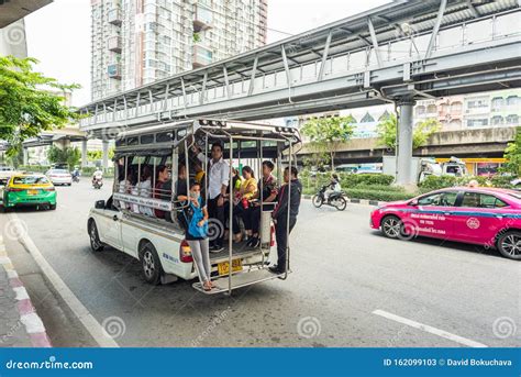 Songthaew with Passengers in the Street in Bangkok Editorial Stock Photo - Image of route ...