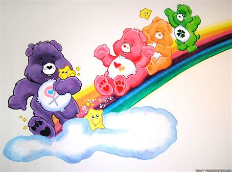 Care Bears Sliding On Rainbow Wallpaper - Care Bear High Resolution- WallpaperUse