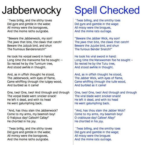 Jabberwocky Poem Printable - Printable Word Searches