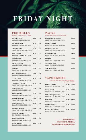 Cannabis Dispensary Menu