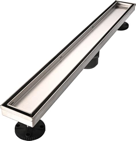 AVSIILE Linear Shower Floor Drain, 24 Inch Brushed Nickel 304 Stainless Steel Bathroom Drains ...