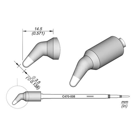 JBC C470-008 Soldering Tip Ø 3.5 mm Conical Bent, 45.90