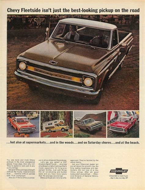 Vintage Chevrolet Pickup Truck Print Ad 1969 Retro Ads Vintage Ads Trucks Valentine's Day Gift ...