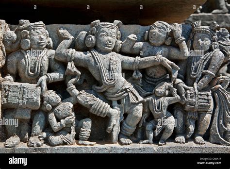 Stone carvings. Hoysaleswara temple. Halebidu. Karnataka. India Stock ...