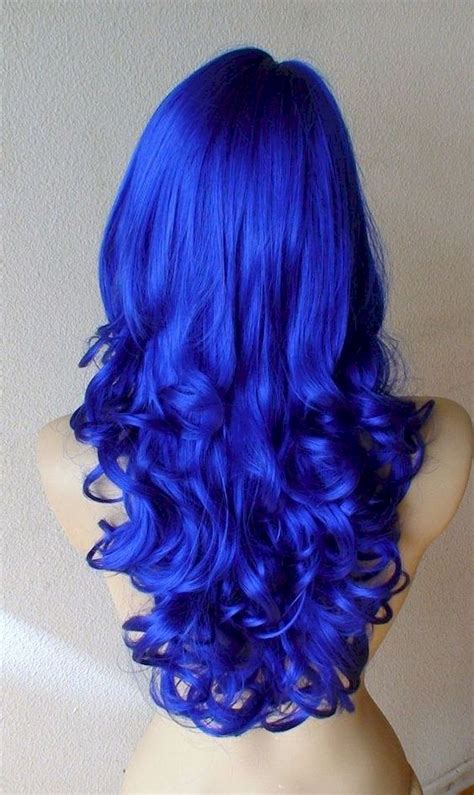 65 Awesome Blue Hair Color Ideas (49) | Hair styles, Royal blue hair, Curly hair styles