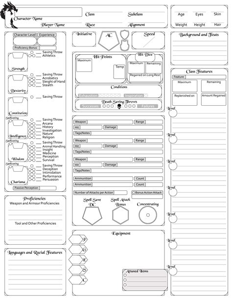 Complete Character Sheet 5e v.3! Now a better fillable pdf with ...