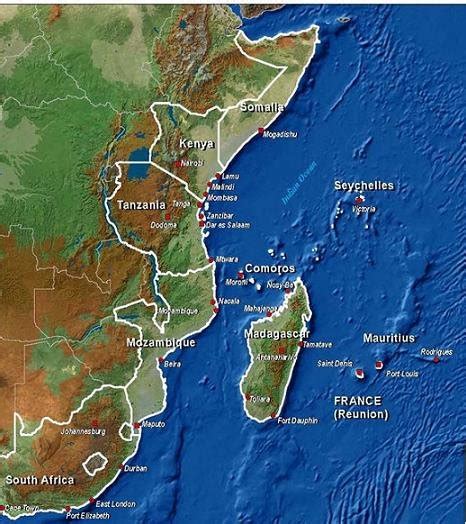 Map of the Western Indian Ocean (WIO) countries including the island... | Download Scientific ...