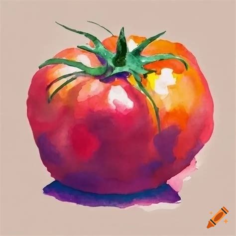 Watercolor painting of a tomato on Craiyon