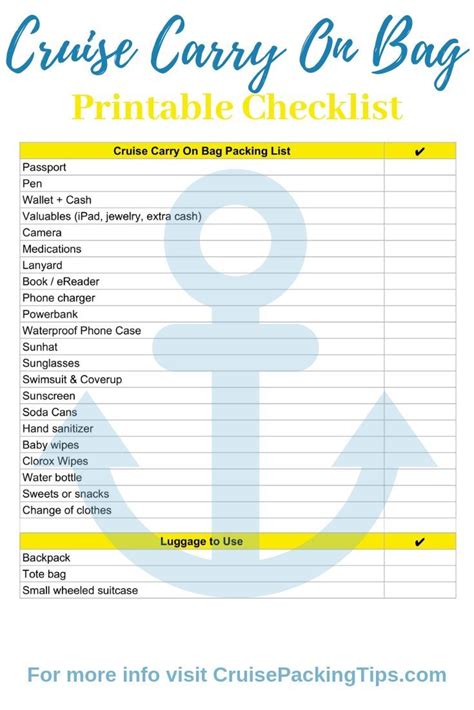 Cruise Packing List 2022 Printable - Printable Calendars AT A GLANCE