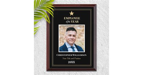 Employee of the Year Photo and Logo Template Award Plaque | Zazzle