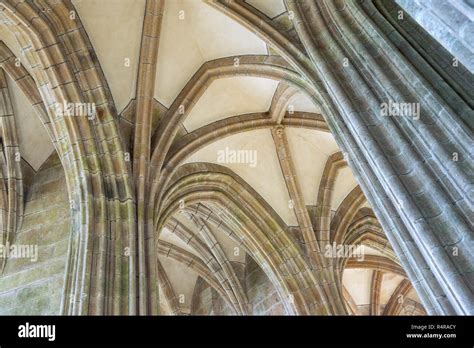 Interior architecture at Mont Saint Michel Abbey Stock Photo - Alamy