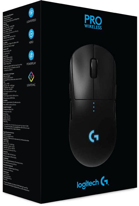 Logitech G PRO Lightweight Wireless Optical Ambidextrous Gaming Mouse with RGB Lighting Black ...