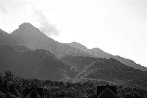 Black and White Mountain Landscape Stock Image - Image of black, peak: 249383331