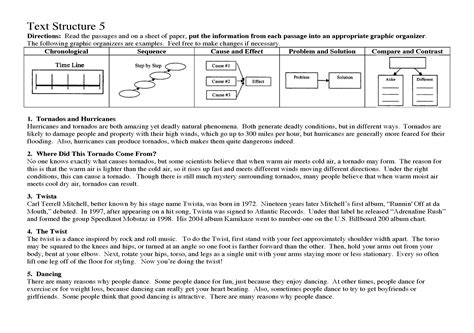 Text Structure Worksheet 5 | Reading Activity