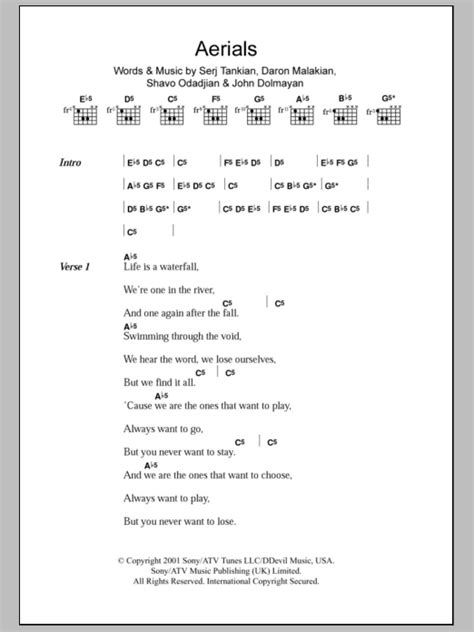 Aerials by System Of A Down - Guitar Chords/Lyrics - Guitar Instructor