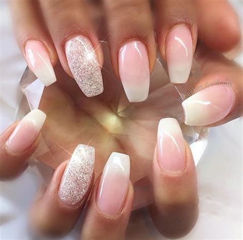 French ombre with glitter accent nail | Ombre nail designs, Pink ombre nails, Ombre nail art designs