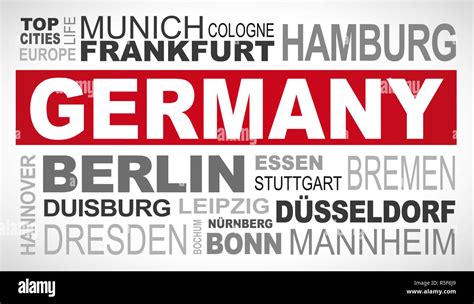 Germany top and most famous city names word cloud illustration Stock ...