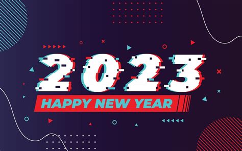 feliz año nuevo 2023, logotipo 2023 con plantilla vectorial de efecto de falla, aplicable para ...