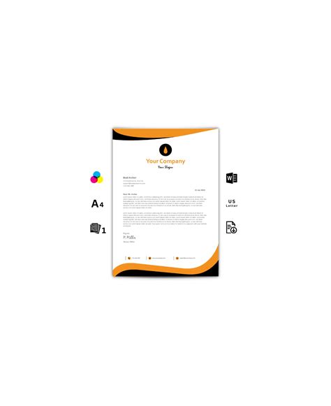 Letterhead Template Word - Black & Orange