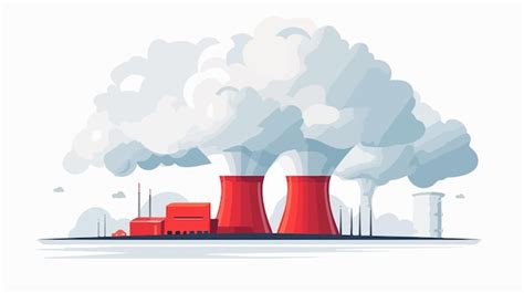 Nuclear Reactor with Smoke Clouds on White Background | Premium AI-generated vector