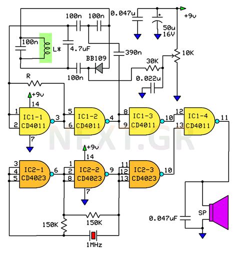 Ultra High Sensitivity Metal Detector Circuit : Metal Detector Circuits ...