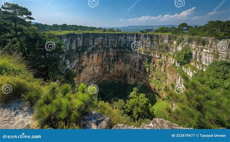 Majestic Xiaozhai Tiankeng in China: a Minimalist View of a Natural Wonder Stock Illustration ...