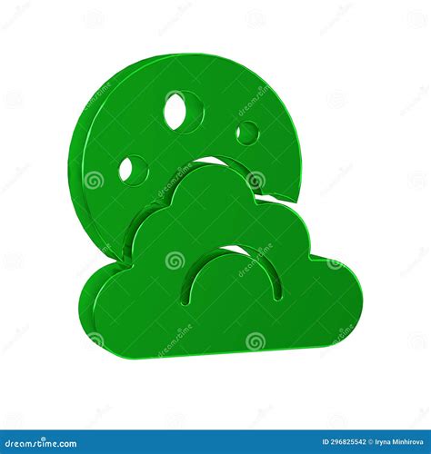 Green Cloud with Moon Icon Isolated on Transparent Background. Cloudy ...