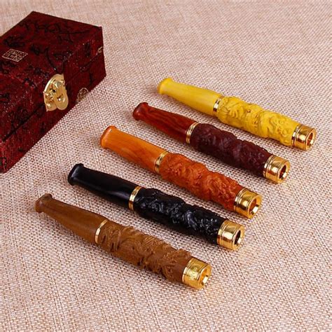 Natural Sandalwood Hand Carved Double Filter Cigarette Holder Pipes ...