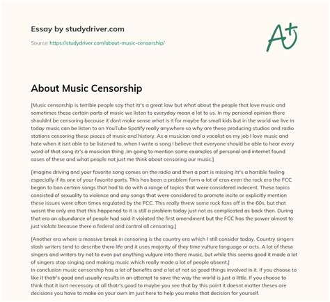 About Music Censorship - Free Essay Example - 482 Words | StudyDriver.com