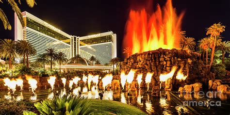 The Mirage Casino and Volcano at Night Photograph by Aloha Art