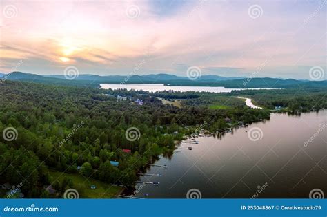 Aerial View of Lake Pleasant in Upstate New York. Stock Image - Image ...