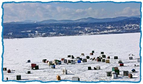 Fishing shanties on Lake Champlain. | Lake champlain, Travel usa, Lake