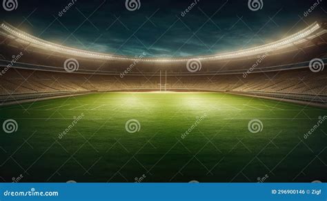 Empty Football Stadium at Night Stock Illustration - Illustration of ...