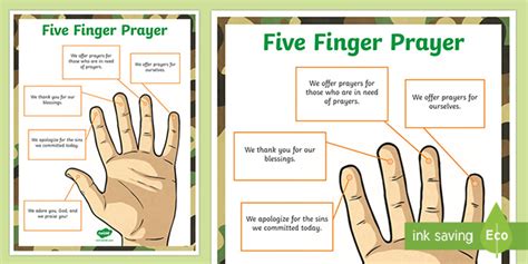 Vacation Bible School: Bible Boot Camp Five Finger Prayer Poster