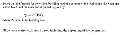 Solved Prove that the formula for the critical buckling load | Chegg.com